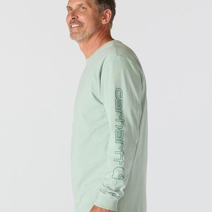 Carhartt Men's Loose Fit Heavyweight Long-sleeve Logo Sleeve Graphic T-shirt, Seabrook, XXXL Tall