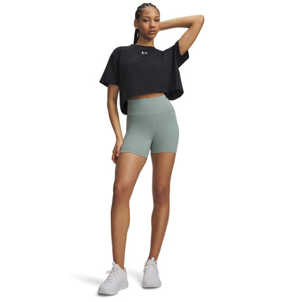 Under Armour Womens Movement Middy Shorts, (348) Silica Green / / Metallic Silver, XXL