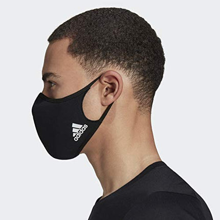 adidas Standard Face Covers 3-Pack, Black, Medium/Large
