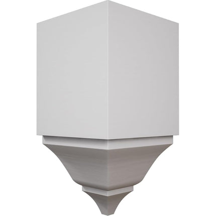 3 5/8"W x 3 5/8"P x 7 1/2"H Americraft Solid Paint Grade Wood Inside Crown Moulding Block for Profiles up to 4"H x 3 5/8"P, Primed Pine