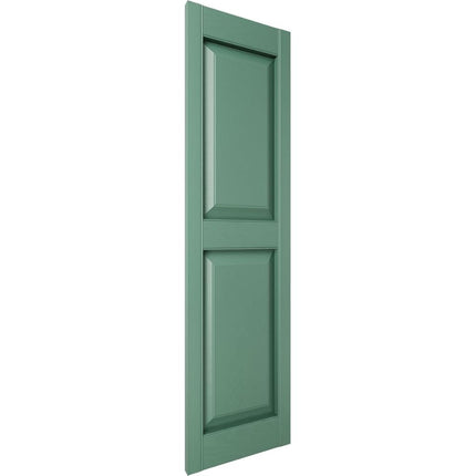 Ekena Millwork Lifetime Vinyl LP2S14X03100FG Standard Two Equal Panel Vinyls, Raised Panel Vinyl Shutters, w/Installation Shutter-Lok's & Matching Screws (Per Pair),14.75"W x 31"H, Forest Green