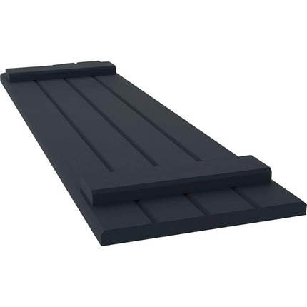 Ekena Millwork ARW101BE414X38OBH Americraft Four 2 Exterior Real Wood Joined Board-n-Batten Shutters w/Elliptical Top (Per Pair), 14"W x 38"H, Starless Night Blue