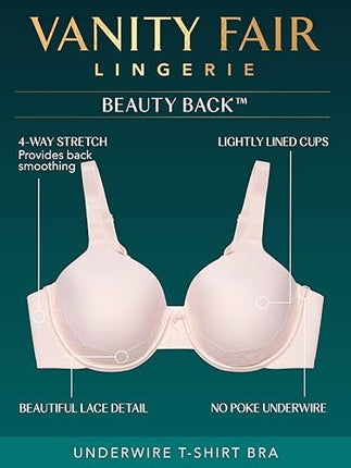 Vanity Fair Women's Illumination Full Figure Zoned-in Support Bra, Lightly Lined Cups Up to Dd, Underwire-Beige, 38C