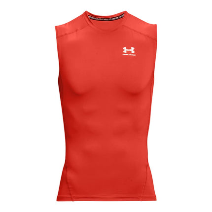 Under Armour Men's HeatGear Compression Sleeveless T-Shirt, (860) Dark Orange / / White, XL