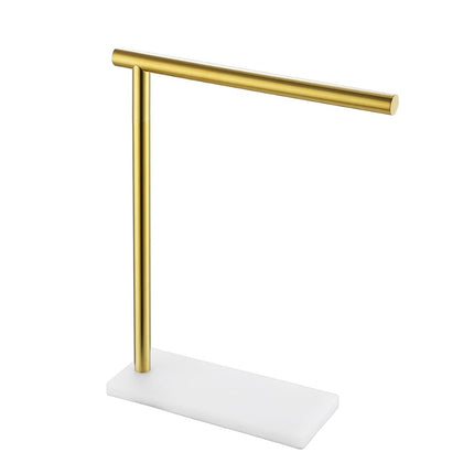 JQK Porte-Serviettes sur Pied Or Brossé, Support Moderne Autonome pour Plan de Travail avec Barre de 30,5 cm, Acier Inoxydable 304 Épais 0,8 mm Base Blanche, HTT170-WG