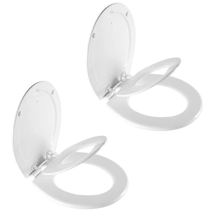 Mayfair 888SLOW 000 NextStep2 Toilet Seat with Built-in Potty Training Seat, Slow-Close, Removable That Will Never Loosen, Round, White, 2-Pack