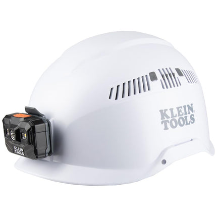 Klein Tools (KLEBE) Klein Tools 60150 Safety Helmet, White Vented Hard Hat with Rechargeable Headlamp,Tested to Tough Industrial Hard Hat Safety Standards