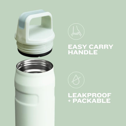 Stanley IceFlow Cap and Carry+ Botella de agua 24 oz | Tapa giratoria de boca ancha | Ligera y a prueba de fugas para viajes y gimnasio | Acero inoxidable aislado | Sin BPA | Negro
