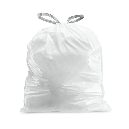 Plasticplace Custom Fit Bin Bags, Compatible with Code V (100 Count) White Drawstring Bin Liners 4.2-4.8 Gallon/ 16-18 Liter, 14.5" x 27.5"