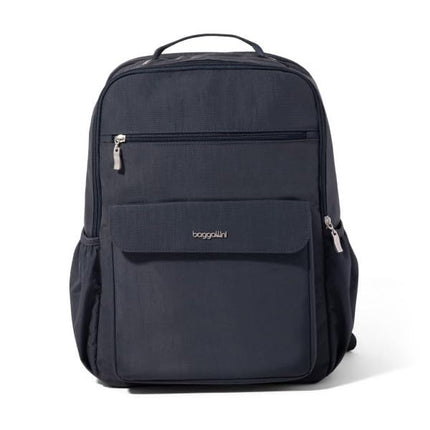 Baggallini Women's Backpack-11x15.5" Lightweight Water-Repellent Nylon Travel Bag W/Padded Sleeve & RFID Everyday Laptop Backpack, French Navy, One Size