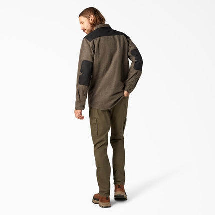 Dickies Mens Heavyweight Flannel Work Shirt, Military Green, Medium