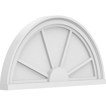 Ekena Millwork 26"W x 13"H x 2"P Half Round 4 Spoke Architectural Grade PVC Pediment