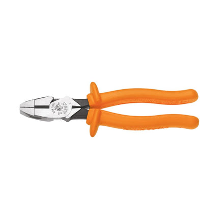 Klein Tools D213-9NE-INS Insulated Side Cutting New England Nose Pliers with Knurled Jaws and Handle Tempering, Made in USA, 1000 V Rating, 9-Inch