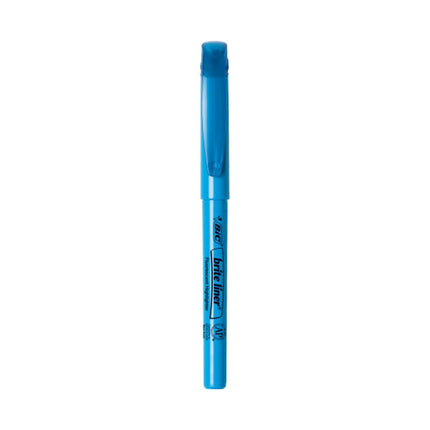 BIC - Resaltador Brite Liner, Punta Biselada, Tinta Azul Fluorescente, 1 Docena BL11-BE (12)