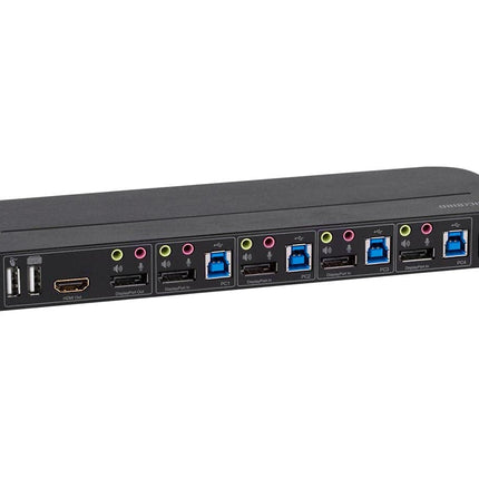 Monoprice Blackbird 4K DisplayPort 1.4 USB 3.0 4x1 KVM Switch, 4K@60Hz, HDR, YCbCr 4:4:4, HDCP 2.2, Share 4 Computers with 1 Keyboard Mouse Monitor Printer Black 142646