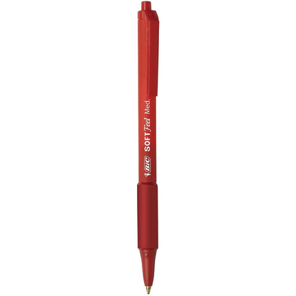 BIC 8373991 Soft Feel Retractable Ball Pen, Medium Point (1.0 mm), Red, 12-Count