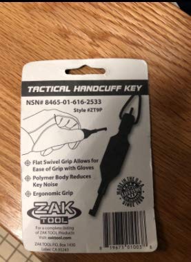 Zak Tool ZT9P Tactical Stealth Black Flat Swivel Police Handcuff Key