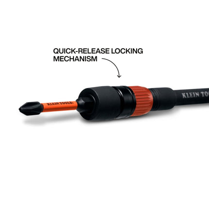 Klein Tools 31088 6-Inch Dual-Lock Extension, 1/4-Inch Hex Shank Impact Bit Holder, Quick-Release Locking Mechanism with Secondary Twist Lock, Compatible with Impact Drivers and Drills