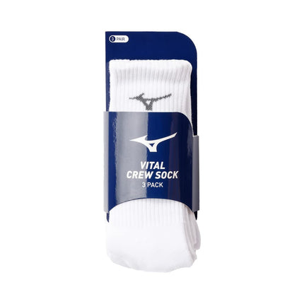 Mizuno Women's Vital Crew Sock 3-Pack, White, XL