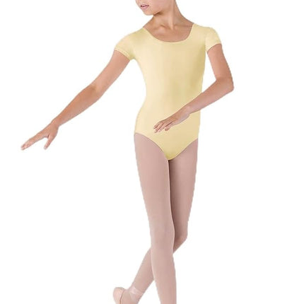 Justaucorps Bloch Dance Girls Dujour Microfibre Manches Courtes, Soleil, 6X-7