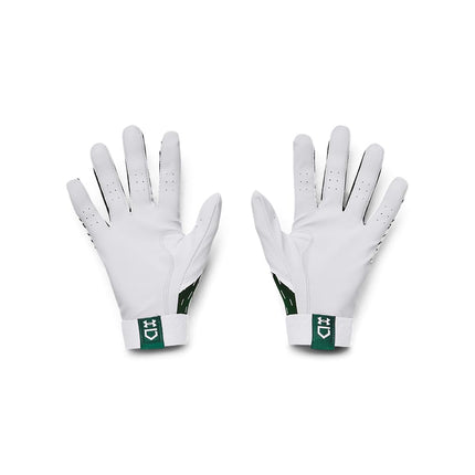 Under Armour Mens Clean Up Baseball Gloves , (101) White / Forest Green / Forest Green, X-Large