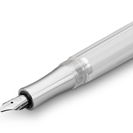 Kaweco STUDENT Transparent Fountain Pen I Premium Acrylic Fountain Pen for Ink Cartridges I Nostalgic Fountain Pen in Transparent with Silver Details I Student Pen 16 cm I Nib: BB (Extra Broad)