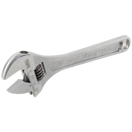 KLEIN TOOLS 507-12 Adjustable Wrench, Extra Capacity Jaw Forged Drive Wrench with High Polish Chrome Finish, 12-Inch