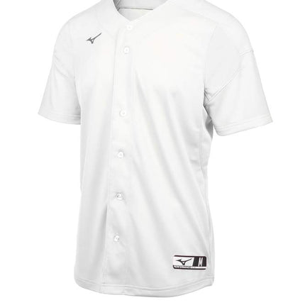 Camiseta de béisbol Mizuno Youth Aerolite con botones completos, blanca, talla XL