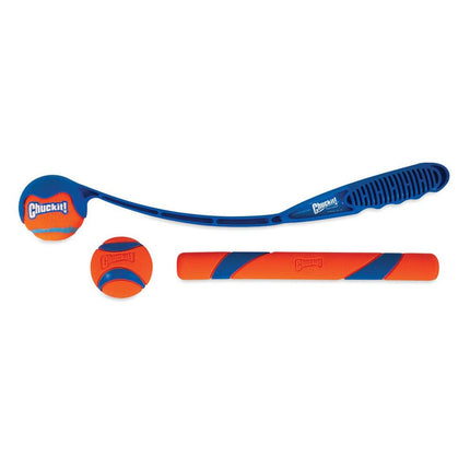 Chuckit! Fetch Pack - Chuck It Dog Ball Launcher 18 M, Tennis Ball, Ultra Rubber Ball and Ultra Fetch Stick Dog Gifts, Dog Toys Indestructible Dog Ball Thrower Launcher