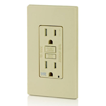 Leviton GFWT1-I Self-Test SmartlockPro Slim GFCI Weather-Resistant and Tamper-Resistant Receptacle with LED Indicator, 15 Amp, Ivory