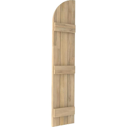 Ekena Millwork ARW401BQ311X33UNH Americraft Three 3 Exterior Real Wood Joined Board-n-Batten Shutters w/Arch Top (Per Pair), 10 1/2"W x 33"H, Unfinished