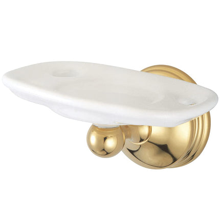 Kingston Brass BA1166PB Portacepillos de dientes y vaso vintage, latón pulido, 5-1/4 pulgadas de largo, 2-3/4 pulgadas de separación de la pared