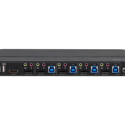 Monoprice Blackbird 4K DisplayPort 1.4 USB 3.0 4x1 KVM Switch, 4K@60Hz, HDR, YCbCr 4:4:4, HDCP 2.2, Share 4 Computers with 1 Keyboard Mouse Monitor Printer Black 142646