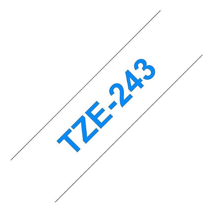 Brother Tape, Retail Packaging, 3/4 Inch, Blue on White (TZe243) - Retail Packaging