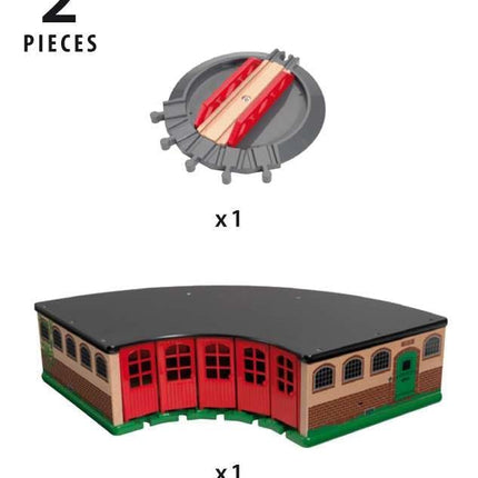 BRIO World Grand Roundhouse for Kids, Wooden Railway Roundhouse with Turntable, Fits Up to 5 Engines, Ages 3 Years and Up