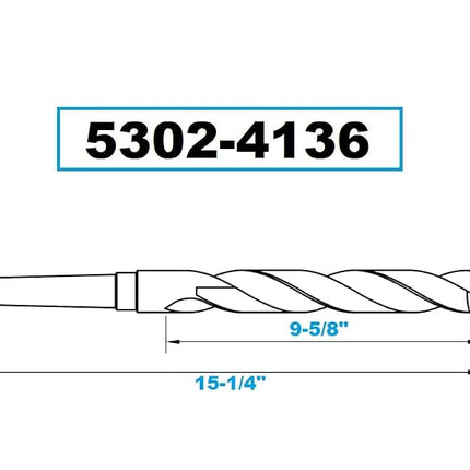HHIP 5302-4136 High Speed Steel 4MT Taper Shank Drill, 118 Degree Split Point, 1-9/16" Diameter X 9-5/8" Flute Length X 15-1/4" Overall Length