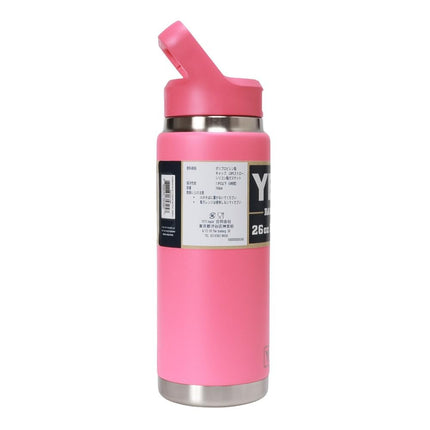 YETI Rambler 26 oz Bottle, Vacuum Insulated, Stainless Steel with Color Matching Straw Cap, Tropical Pink