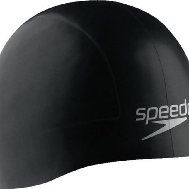 Speedo Silicone Aqua V Swim Cap, Black, Medium
