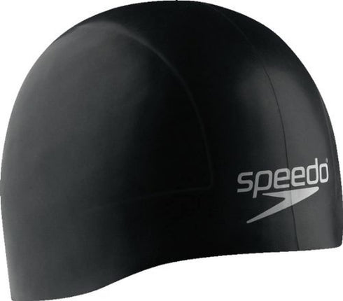 Speedo Silicone Aqua V Swim Cap, Black, Medium