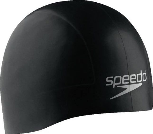 Speedo Silicone Aqua V Swim Cap, Black, Medium