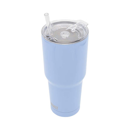 BUILT Double Walled Stainless Steel Tumbler Set with Replacement Lid, 2 Reusable Tritan Wire Straw Cleaning Brush in Gift Box, 1 Count (Pack of 1), Cerulean