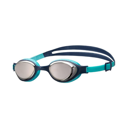 ARENA Unisex Kids Junior Air Mirror Swim Goggles for Swimming Ages 6 to 12 Air Seals Anti-Fog Coated Lens Adjustable Strap, Silver/Navy/Water