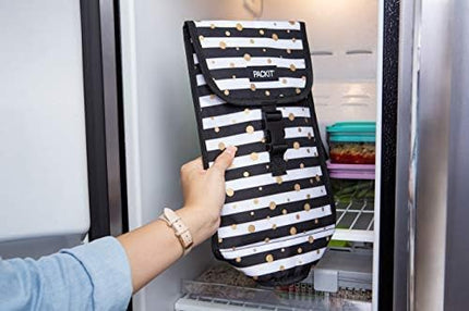 Sac à vin congélateur PackIt, motif pois festifs, doté de la technologie EcoFreeze, pliable, réutilisable, bandoulière avec fermeture à boucle, parfait pour les adultes et les boissons à emporter