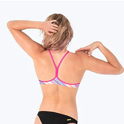 ARENA Women's Rulebreaker BE Bandeau Bikini Athletic Sport Swim Top, Paparazzi, Large