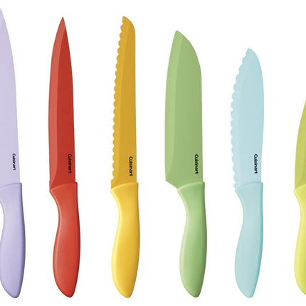 CUISINART 12-Piece Ceramic Coated Color Knife Set with Blade Guards, Multicolored