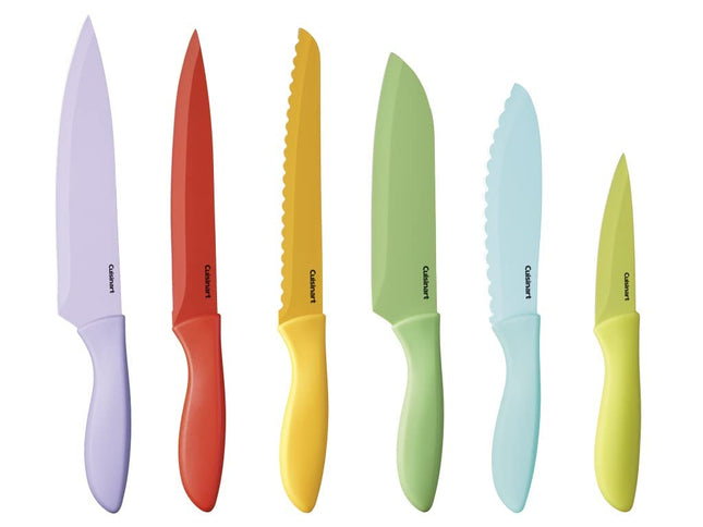 Ensemble de 12 couteaux colorés Cuisinart à revêtement céramique avec protège-lames, multicolore