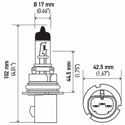 Hella 9007P50: Bulb 9007 12V 65/55W Px29T T4.625 +50