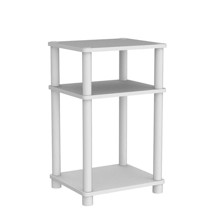 Furinno JUST Set of 2, 3-Tier Tool-Free Bedside Table, White(Espresso)
