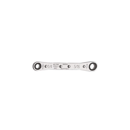 KLEIN TOOLS 68200 Ratcheting Box Wrench, Made in USA, 1/4-Inch x 5/16-Inch with Reverse Ratcheting and Chrome Plated Finish