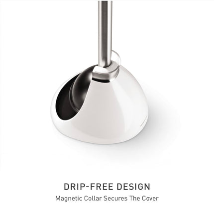 simplehuman Toilet Plunger and Caddy, Stainless Steel, White
